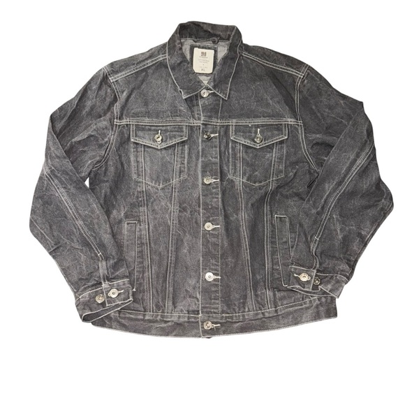 PJ Mark Men’s Gray Denim Jacket Size XL Button Front Distressed Wash 100% Cotton - Picture 2 of 6